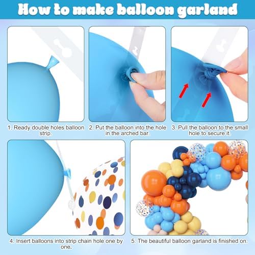 Amandir 153pcs Blue Orange Balloon Garland Arch Kit Different Sizes - Image 5