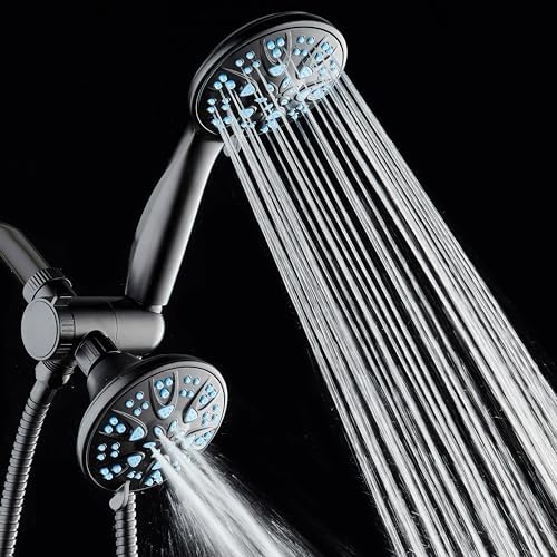 AquaDance Antimicrobial/Anti-Clog High-Pressure 30-setting Dual Head Combination Shower with Microban Nozzle Protection From Growth of Mold, Mildew & Bacteria for a Healthier Shower – Aqua Blue - Image 4