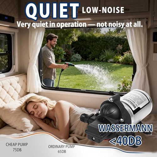WASSERMANN RV Water Pump 12V DC 2088-554-144 Replacement, 3.5 GPM 45PSI, Quiet Water Pump for RV, Camper, Self-priming RV Water Pressure Pump, Food Truck Travel Trailer RV Water Pumps with Acessories - Image 4