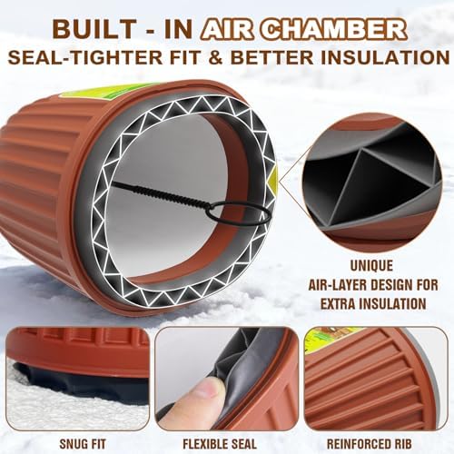 6-Pack Hose Bib Covers for Winter, Soft-Rubber Air Chamber & Hard Shell - Image 2