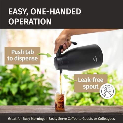 Thermal Coffee Carafe 68 oz by Cresimo – Updated 2025 Model – Insulated Black Stainless Steel Coffee Urn & Drink Dispenser, Keeps Drinks Hot 12h / Cold 36h – Durable & Easy to Pour - Image 6