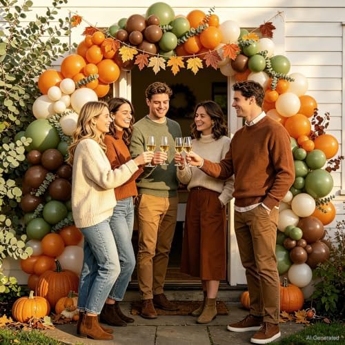 Green Fall Balloon Arch Kit for Autumn Thanksgiving Party Decorations - Image 3