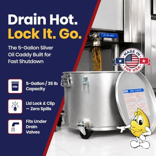 MirOil Oil Disposal Caddy with Caster Wheels, Grease Container, 5 Gallon - Image 2
