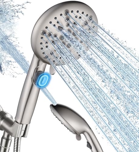 Cobbe 9 Spray Modes Handheld Shower Head, Water-Saving, Brushed Nickel by Cobbe