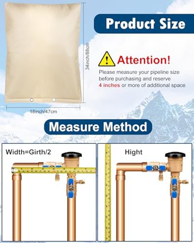 Backflow Preventer Insulation Cover (5F), 18"X34" 5 Layers Outdoor Pressure Vacuum Breaker, Water Well Pump, Sprinkler Valve, Faucet Cover for Winter Freeze Protection - Beige - Image 2