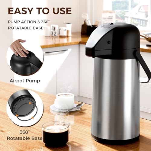 Coffee Carafe for Keeping Hot, 85OZ Airpot Coffee Dispenser with Pump - Image 3