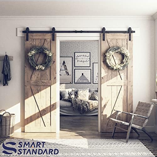 SMARTSTANDARD 8 FT Double Barn Door Hardware Kit, Fit 24" Wide Door Panel - Image 2