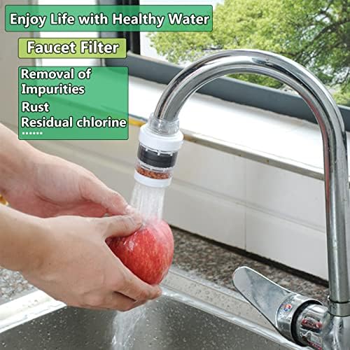 2 Pack Faucet Water Filter, Faucet Mount Filters Purifier Kitchen Tap Filtration Activated Carbon Removes Chlorine Fluoride Heavy Metals Hard Water for Home Kitchen Bathroom(White) - Image 2