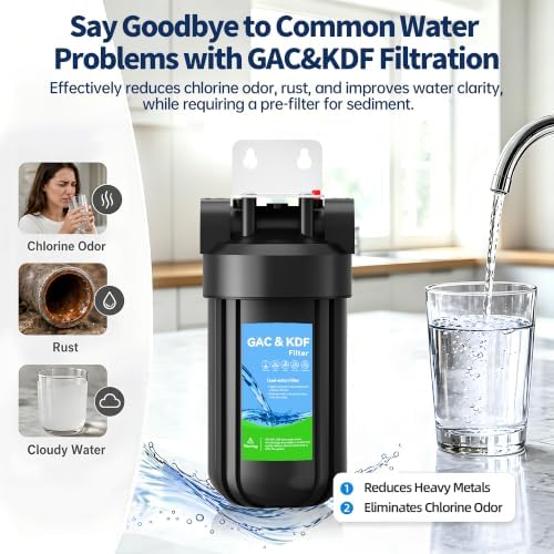 Whole House 10"x4.5" GAC/KDF Water Filter Housing 1" Standard Interface - Image 2