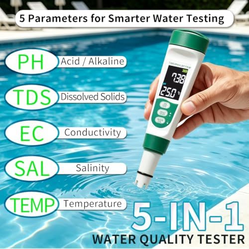 5-in-1 Water Quality Tester, Multiparameter Meter Pool & Aquarium - Image 2