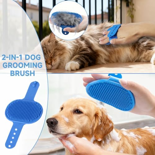 2PCS Dog Washing Gloves and Dog Bath Brush, high-Density Teeth Design pet Grooming Gloves, 2-in-1 Pet Grooming kit ，Suitable for Dogs and Cats to bathe, depilate, and Massage - Image 4