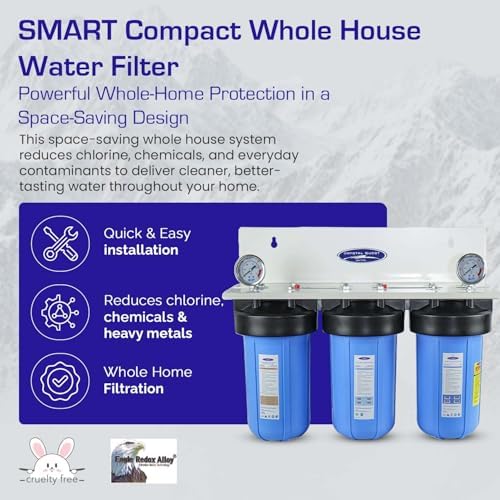 Crystal Quest Compact Whole House Water Filter, SMART Series (3-6 GPM | 1-2 People) - 1-1/2" - Triple - Without System Stand - Image 2