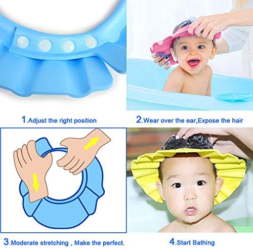 EWIN(R) 4pcs Soft Adjustable Baby Kids Children Shampoo Bath Bathing Shower Cap Hat Wash Hair Shield Hat - Image 5