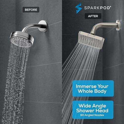 SparkPod Rain Shower Head, 8 Inch Square, Elegant Brushed Nickel Finish - Image 2