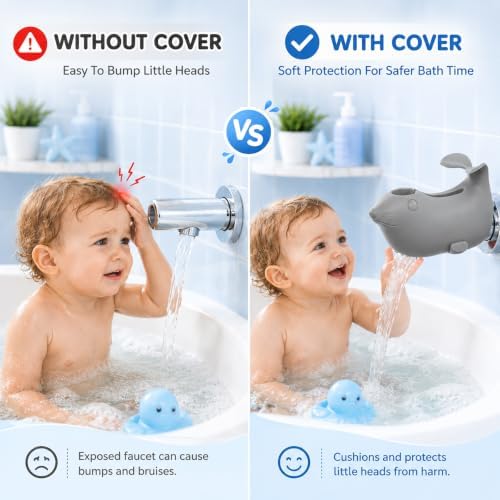Soft Food Grade Silicone Baby Bath Set, Faucet Cover + Rinse Cup Toddlers - Image 7