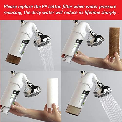 Miniwell Shower Filter 720-Plus with replaceable cartridges, shower head filter with Double Filters, remove 99% chlorine (z-Replacement- 6Pcs PP Cotton Filters) - Image 4