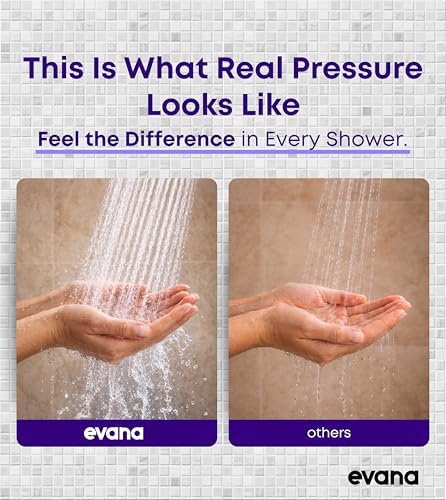 Evana Filtered Shower Head with Filters - Removes up to 99% Chlorine & Heavy Metals - High Pressure Shower Heads – Bathroom Accessories - Shower Filter - Rain Shower Head Filters - Chrome Showerhead - Image 3