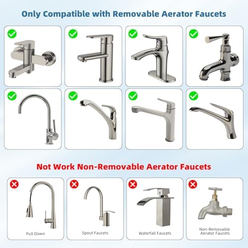 2 PCS Metal Portable Dishwasher Faucet Adapter with Aerator, Brushed Nickel - Image 4