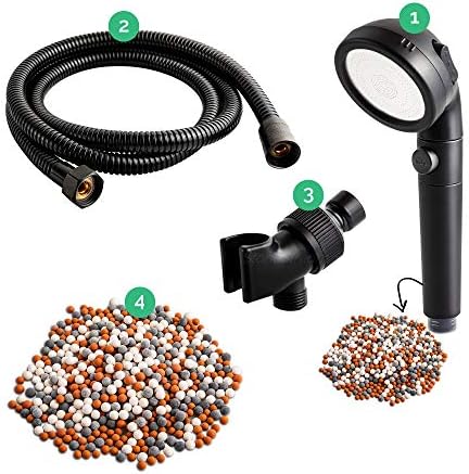 StoneStream Ionic Filter Shower Head with 4-in-1 Wall Adapter, Matte Black by StoneStream