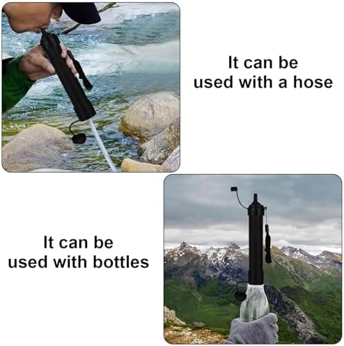 Water Straws Filter, Personal Backpacking Water Filter Straw Portable for Camping Hiking Travels (Black) - Image 3