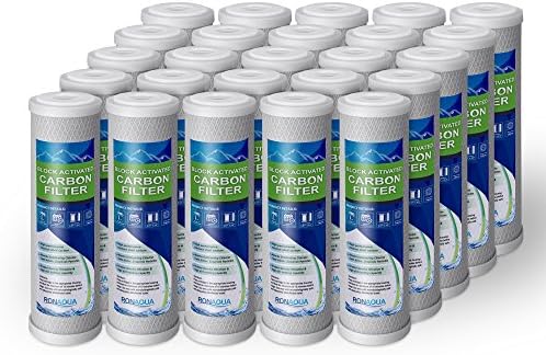 5MC-25PK 5 Micron 10-Inch carbon Block Water Filter Cartridge Coconut Shell Activated Carbon WELL-MATCHED with WFPFC8002, WFPFC9001, WHCF-WHWC, WHEF-WHWC, FXWTC, SCWH-5, 25-Pack by Ronaqua