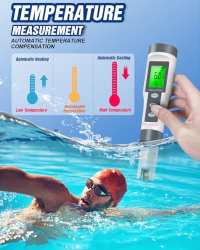 pH Meter, Digital 3-in-1 TDS, pH & Temperature Water Tester pH Pen, 0.01 High Accuracy Reader TDS Meter & PH Tester, pH Meter for Drinking Water, Aquarium,Pool, Hydroponics, Plants, Wine, Lab (Gray) - Image 5