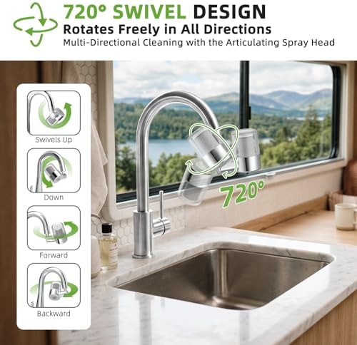 720° Rotating Faucet Water Filter - w/4 Filters, 22 Adapters, 2 Modes Faucet Extender Aerator, Remove Chlorine & Sediment for Most Bathroom/Pull Out Kitchen/RV Faucets, Water Saving Tap Filter - Image 5