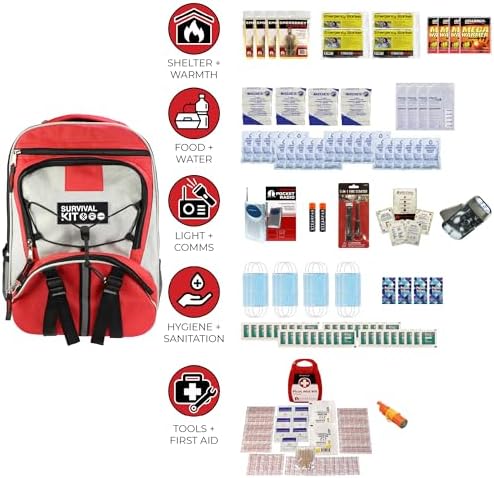 4-Person, 72 Hour Necessity Backpack Survival Kit, with Food, Water, Tools - Image 2