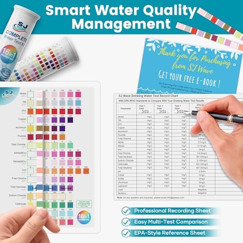 SJ WAVE 22 in 1 Water Test Kits - 125 Strips Drinking Water Test Kit, Home Tap and Well Water Tester for Bacteria pH Hardness Lead Iron Copper Chlorine Cyanuric Acid - Image 3