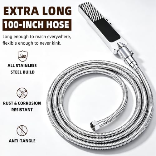YDmeet High Pressure Dog Shower Attachment with Outdoor Adapter(Chrome) - Image 5