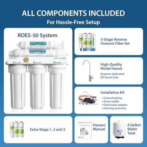 APEC Water ROES-50X, 5-Stage Under Sink RO System, Extra Filters, 50 GPD - Image 3