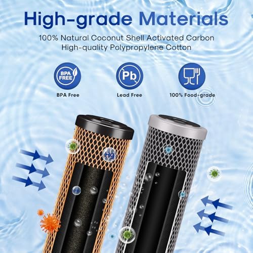 ICEPURE 2.5" x 10" Whole House CTO Activated Carbon Water Filter Combo Kit, 10 Inch KDF Cartridge and Upgraded Activated Carbon Lead Remove Filter Replacement for FXWTC, WHEF-WHWC and MORE, 1 Combo - Image 3