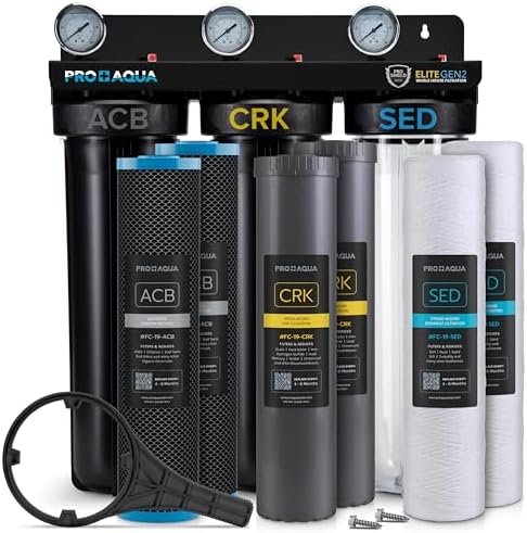 PRO+Aqua Elite GEN2 Whole House Replacement Filter Set, Heavy Metals Well Water - Sediment, KDF/Blend, Carbon Infused Cartridges FC-PK19-100E (GEN2 System + Filter Bundle) by PROAQUA