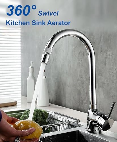 Faucet Aerator 360° Swivel Kitchen Sink Aerator, Dual-function 2-Flow Female 55/64 in-27UNS Chrome Solid Brass Faucet Sprayer Attachment with 15/16 in Male Threaded Adapter for Bathroom Sink Filter - Image 6