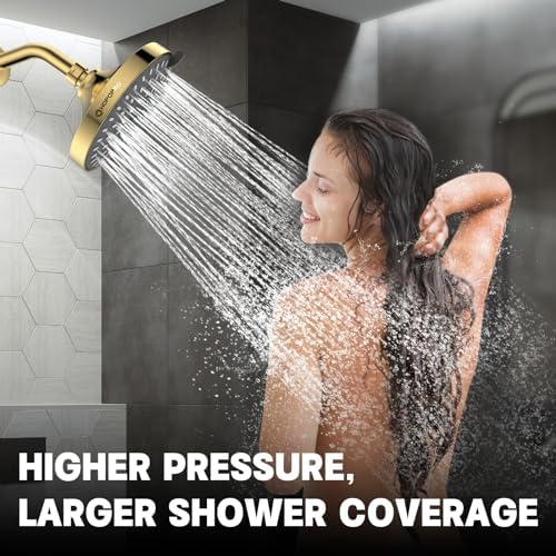 HOPOPRO 5-Mode High Pressure Shower Head - The Washington Post, NBC News, Today TV Show Recommended - High Flow Fixed Showerheads (6 Inch Gold) - Image 5