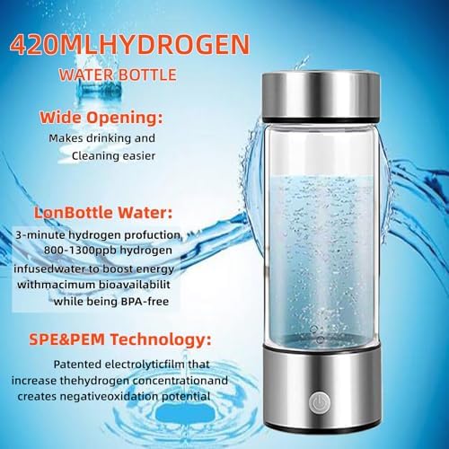 Hydrogen Water Bottle Generator Portable Rechargeable Hydrogen Water, Hydrogen Water Ionizer Machine with SPE/PEM Technology for Home Office Travel Fitness Drinking (1Pack-Bottle-Gift Box) - Image 6