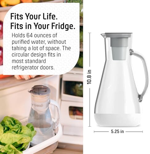 Hydros 64 Ounce Water Filter Pitcher with Patented Fast Flo Tech, 60 Second Quick Fill-Up and BPA-Free Recyclable Filter, Eight Cup Capacity, White - Image 4