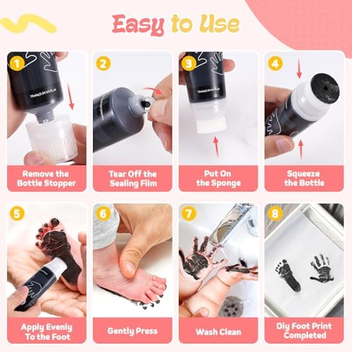 Nabance Baby Hand and Footprint Paint, Sponge Head, Baby Safe Paint, Black - Image 4