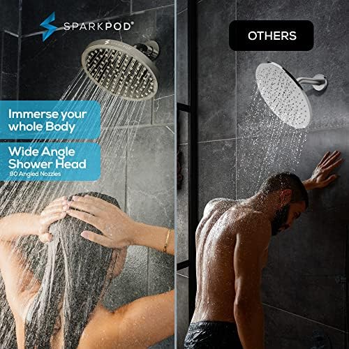 SparkPod Rain Shower Head, 8 Inch Round, Elegant Brushed Nickel Finish - Image 2