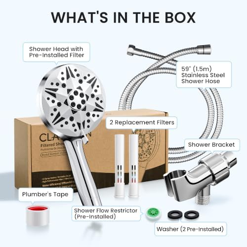 Clarston Filtered Shower Head With Handheld High Pressure 10 Spray Modes - Image 6