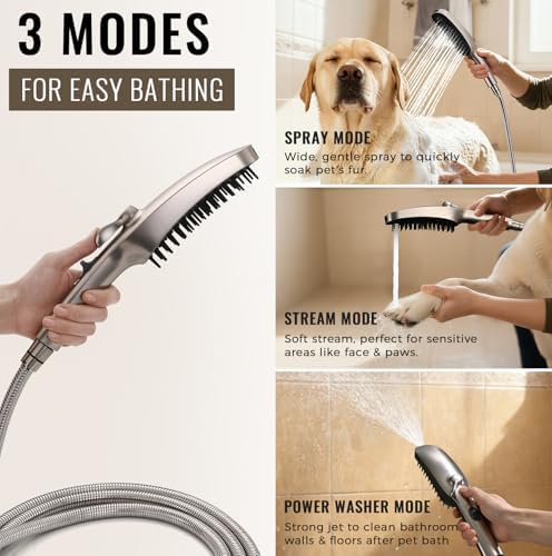 G-Promise 3Mode Dog Shower Attachment with Pause Mode Indoor & Outdoor Use - Image 3