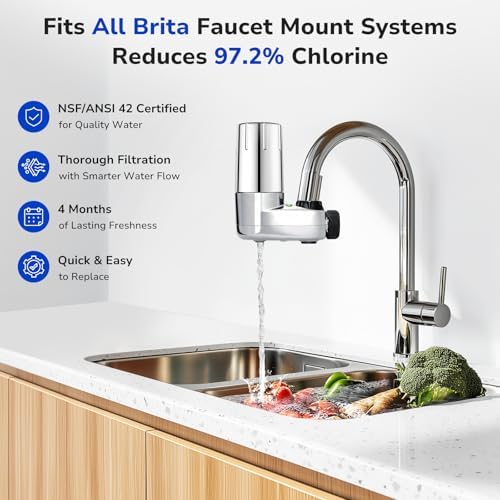 Fil-Fresh Faucet Water Filter for Brita® Filter Replacement, Chrome, 3 Pack - Image 2