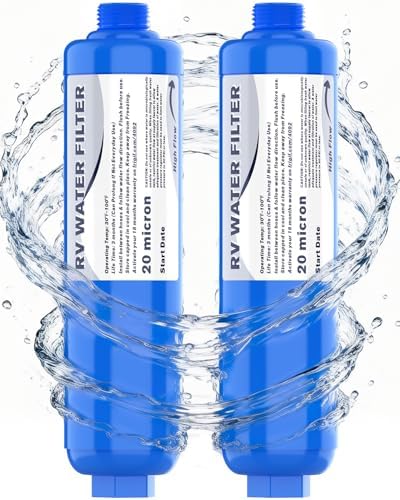 PAULINN RV Camper Inline Water Filter, 2 Packs Marine Garden Camping Water Hose KDF Filter Accessories for Boat Trailer Motorhome Gardening Planting Car Washing, Reduces Chlorine, Bad Taste & Odor by PAULINN
