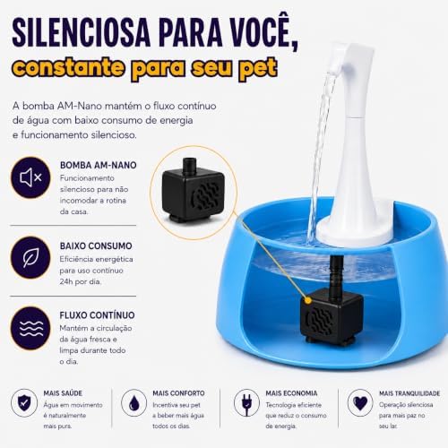 Aqua First Pet Water Fountain – Automatic Water Dispenser for Dogs, Cats, and Small Pets – Indoor Hydration Bowl – 1.2L/42 fl oz – Blue - Image 5