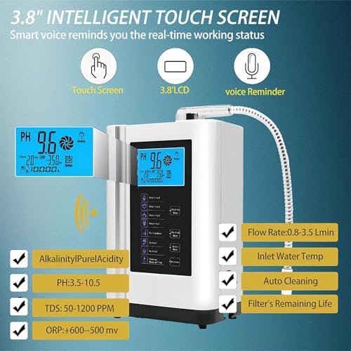 Alkaline Water Machine Ionizer, pH 3.5-10.5 Adjustable, Hydrogen Rich Water Ionizer Machine 7 Settings, Auto-Clean, Compact for Kitchen - Image 4