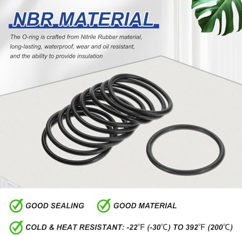 PATIKIL Silicone O Rings, 10 Pcs 1.8" OD 1.5" ID 0.12" Width Sealing O Ring Gasket Washers for Bathroom Sink Compressor Valves Pipe Hose Repair, Black (45x38.8x3.1mm) - Image 3