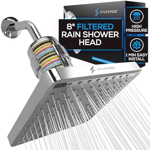 SparkPod Filtered Shower Head, 23-Stage, 8" Square, Polished Chrome by SparkPod