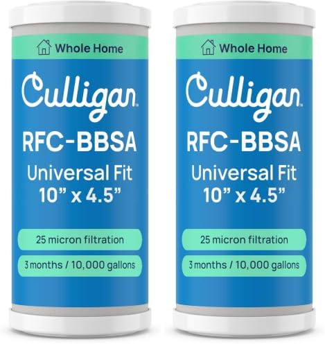Culligan RFC-BBSA 25 Micron Whole House Water Filter for Sediment, 10" x 4.5" Compatible Replacement for FXHTC, W50PEHD, GXWH40L, GXWH35F, GNWH38S, WFHD13001 (Pack of 2) by CulliganWater