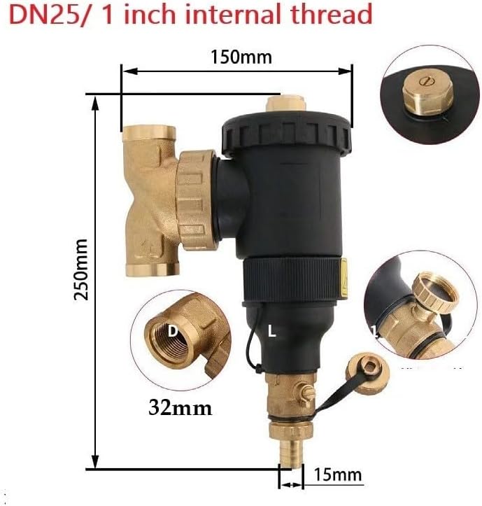 Boiler Water Filter And Magnetic Sludge Separator For HVAC Systems With Stainless Steel Mesh And DN20 To DN32 Threaded Connections(DN25/1 inch female) - Image 2