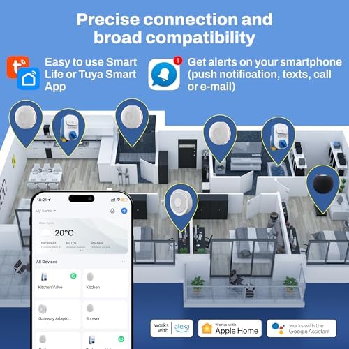 Zigbee 3.0 Smart Water Leak Protection Bundle: Zigbee Hub, Auto Water Shut Off Valve & 2 Alarm Sensors, Smart Home Compatible with Alexa & Google Assistant - Image 5